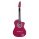 Guitarra Acustica Rockera La Española Rosa Con Flores - Envío Gratuito